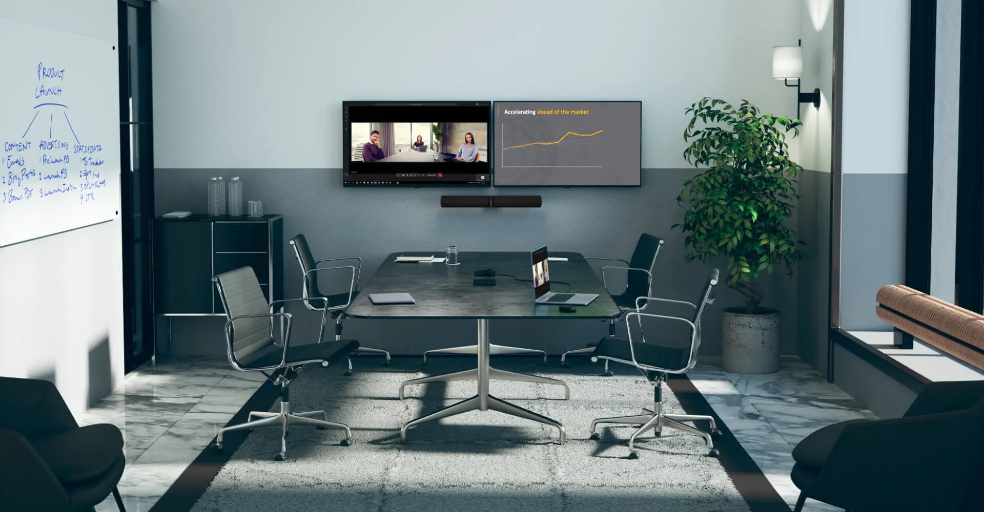 videoconferencia para reuniones, el mejor sonido y acomodación.